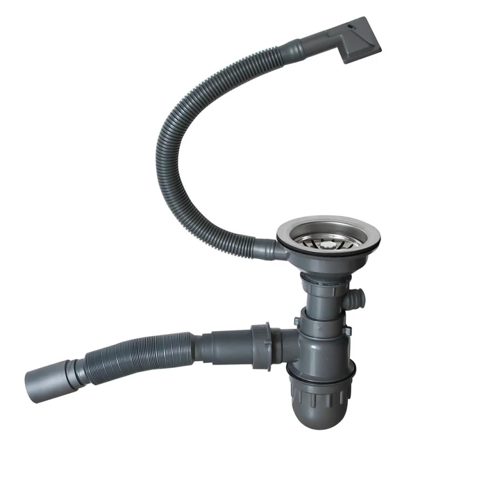 Сифон MIXLINE 3 1/2*40  с прямоуг. переливом, с гофрой 40*40  PRO САТИН (551689) 551689