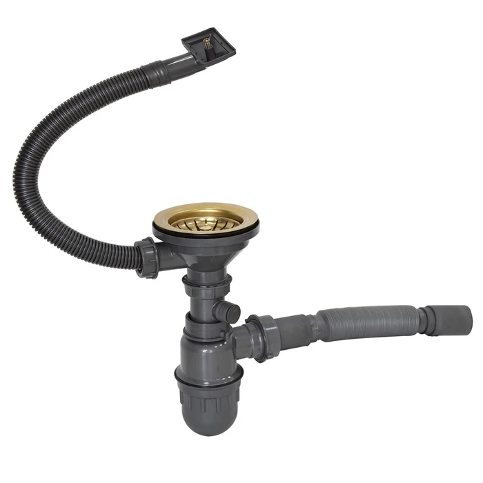 Сифон MIXLINE 3 1/2*40  с прямоуг. переливом, с гофрой 40*40  PRO ЗОЛОТО (551691) 551691