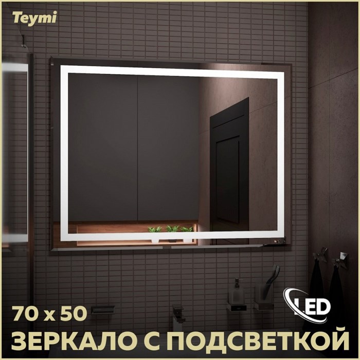 Зеркало настенное с подсветкой в ванную Teymi Hanna 70х50 LED T20250 1204748 - фото 190288