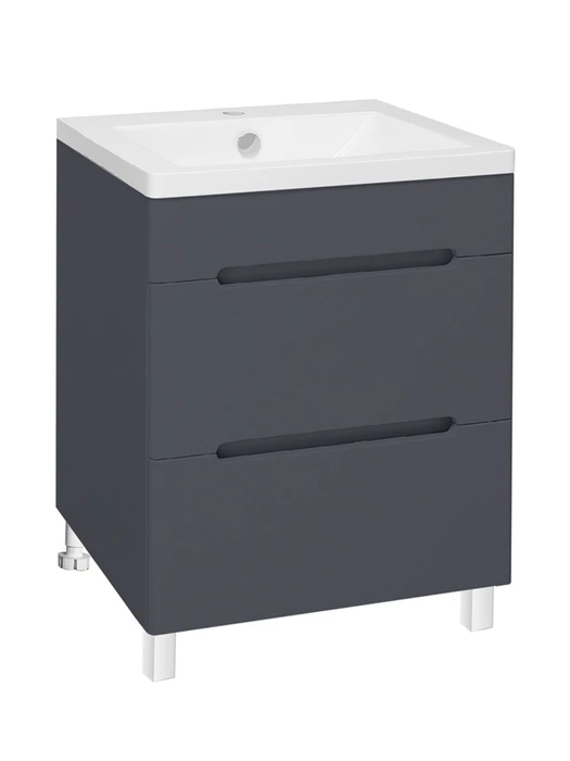 Тумба Runo Парма 60 2 ящика графит под умывальник Omega 60 (00-00001454) 00-00001454