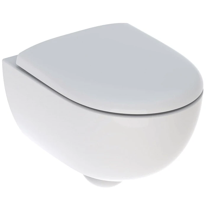 Комплект подвесного укороченного безободкового унитаза Geberit Renova Compact  Rimfree T=49см ,с  сиденьем  и быстросъемной крышкой с микролифтом. 500.803.00.1 500.803.00.1