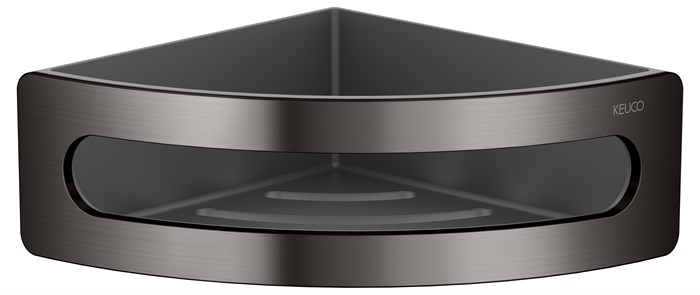 Полочка для ванной Keuco ELEGANCE 11657350001, корзинка для душа, угловая, со съемной пластиковой вставкой, титан чёрный шлифованный/антрацит 11657350001 - фото 194995