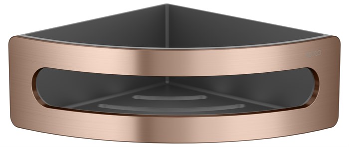 Полочка для ванной Keuco ELEGANCE 11657290001, корзинка для душа, угловая, со съемной пластиковой вставкой, красное золото шлифованное/антрацит 11657290001 - фото 194997