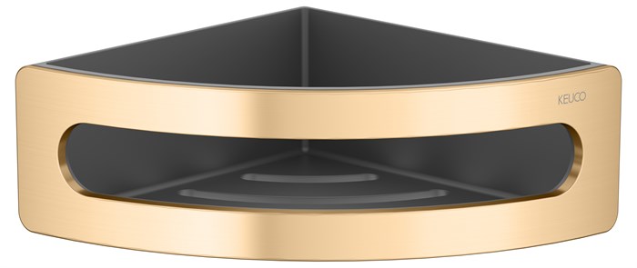 Полочка для ванной Keuco ELEGANCE 11657250001, корзинка для душа, угловая, со съемной пластиковой вставкой, латунь шлифованная 11657250001 - фото 195071