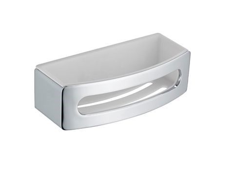 Полочка для ванной Keuco ELEGANCE 11658010000, корзинка для душа, со съемной пластиковой вставкой, хром/белый 11658010000 - фото 197933