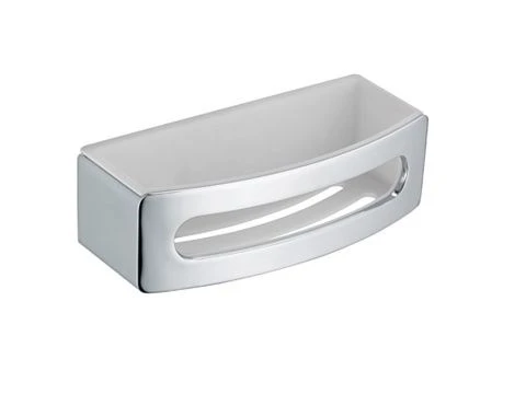 Полочка для ванной Keuco ELEGANCE 11658010000, корзинка для душа, со съемной пластиковой вставкой, хром/белый 11658010000