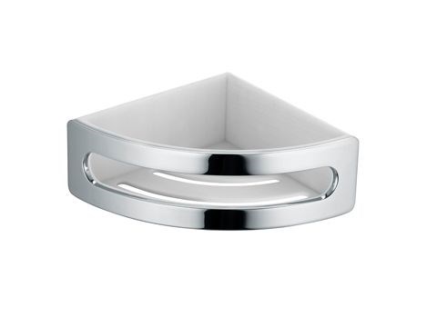 Полочка для ванной Keuco ELEGANCE 11657010000, корзинка для душа, угловая, со съемной пластиковой вставкой, хром/белый 11657010000 - фото 197938