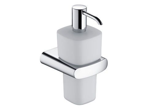 Дозатор для жидкого мыла Keuco ELEGANCE 11654019000 в комплекте держателем и насосиком, стекло опаловое/хром 11654019000 - фото 198133