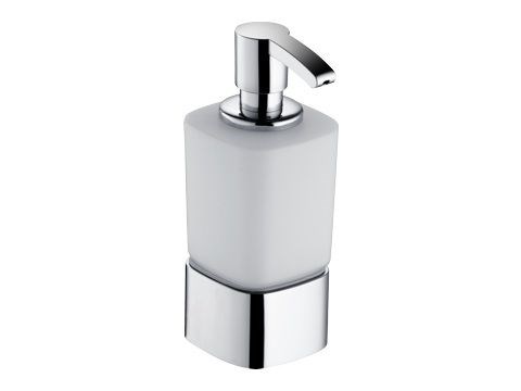Дозатор для жидкого мыла Keuco ELEGANCE 11653019001, для пенного мыла, в комплекте с держателем и насосиком, настольный, опаловое стекло/хром 11653019001 - фото 198135