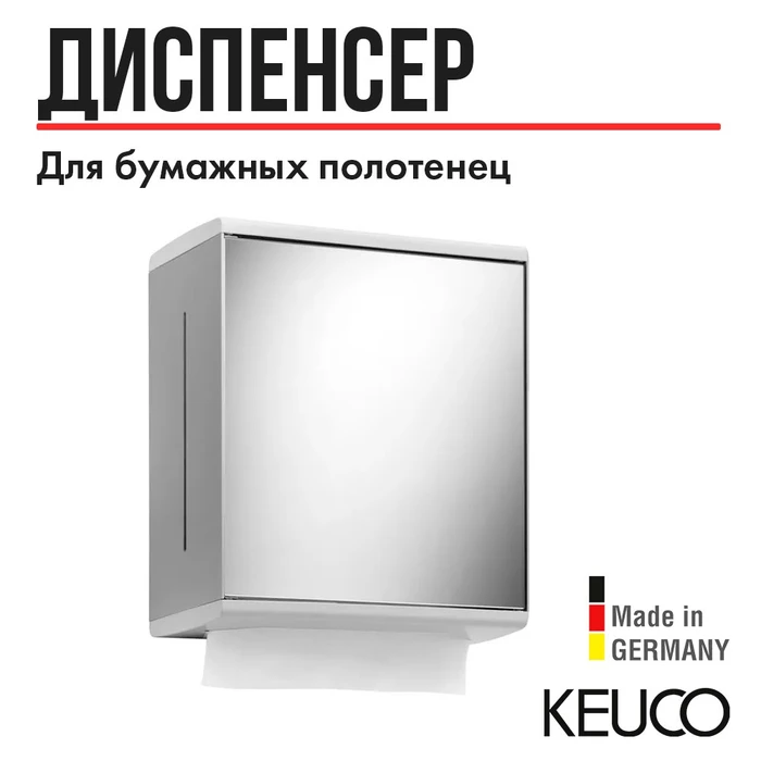 САНКЦИЯ! KEUCO MOLL Дозатор бумажных полотенец, петли справа, алюминий анодированный/белый 12785010200