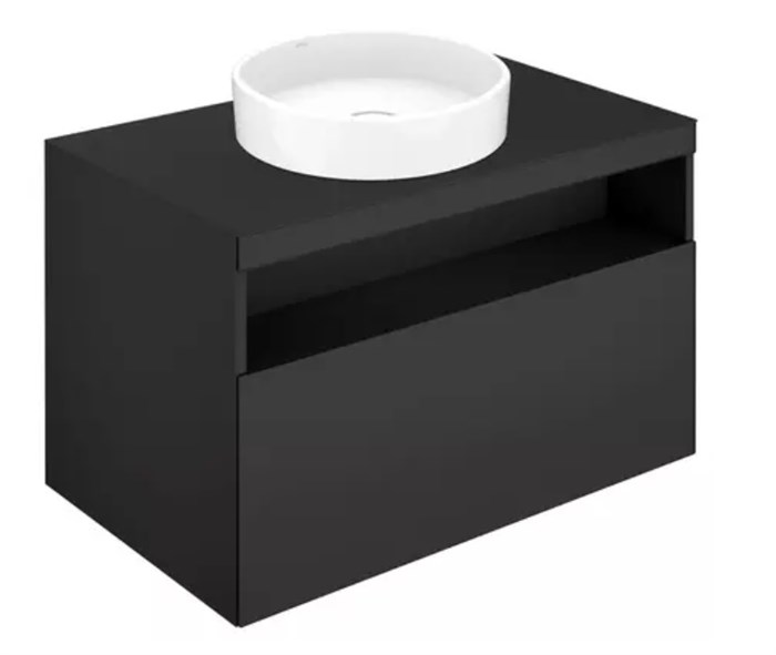 Тумба под умывальник KEUCO STAGELINE, 32863970000, 800x550x490 мм, к/ф: вулканит (ламинир. матовый)/вулканит матовый (стекло) 32863970000