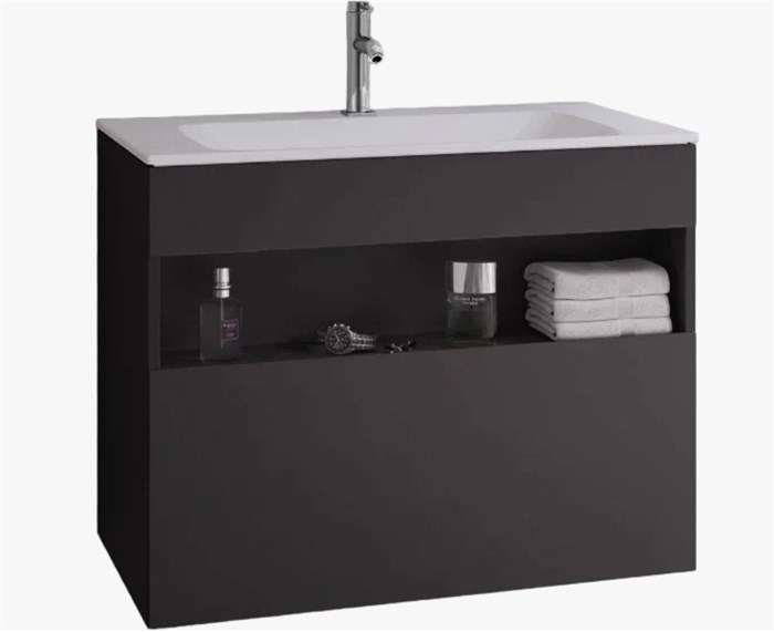 Тумба под умывальник KEUCO STAGELINE, 32862970000, 800x625x490 мм, к/ф: вулканит (ламинир. матовый)/вулканит матовый (стекло) 32862970000