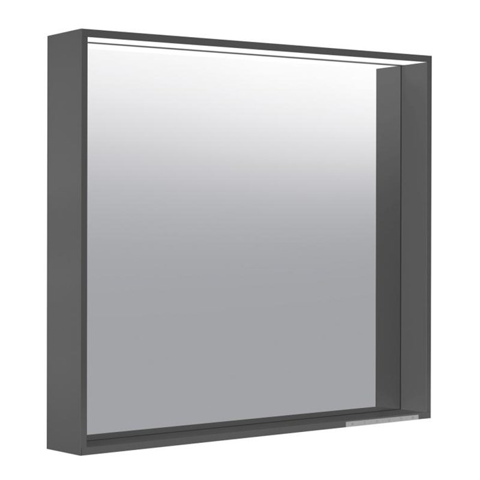Зеркало с подсветкой IP 24 KEUCO PLAN, 33098112500, с подогревом, 800x700x105 мм, к.: лакированный алюминий (антрацит) 33098112500 - фото 201432