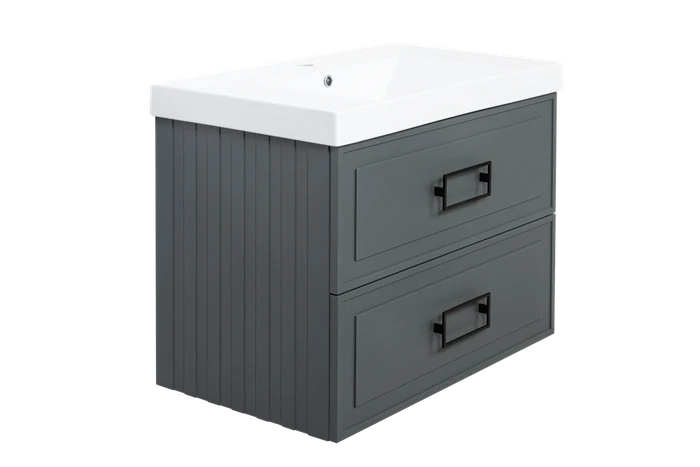 Тумба под раковину LA FENICE  Cubo Grigio TWIN серый 80, FNC-01-CUB-G-80-2 FNC-01-CUB-G-80-2
