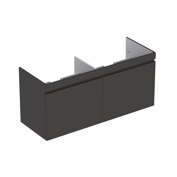 Geberit Renova Plan Шкафчик для двойной раковины Slim, с двумя выдвижными ящиками и двумя внутренними выдвижными ящиками, 129х58.5 см, темно-серый матовый 869531000 869531000 - фото 203143
