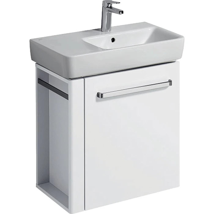 Geberit Renova Compact Шкафчик под раковину, 590х604х337 мм, с держателем для полотенец слева, корпус белый матовый, фасад белый глянец 862265000 862265000