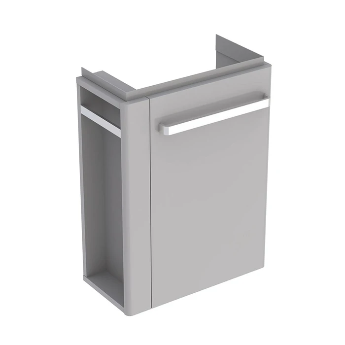 Geberit Renova Compact Шкафчик под раковину, 448х604х222 мм, с держателем для полотенец слева корпус светло-серый матовый, фасад светло-серый глянец 862251000 862251000