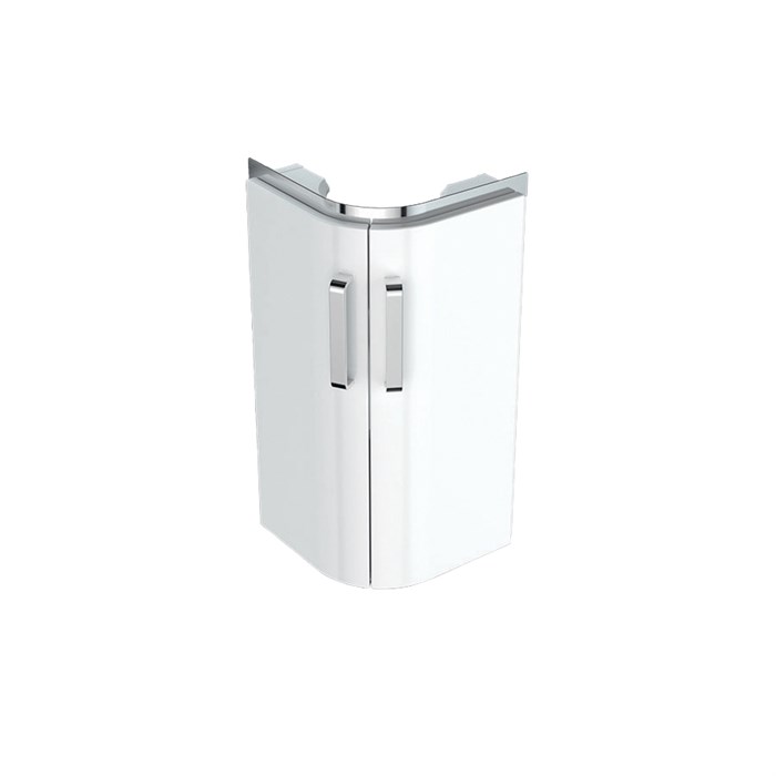 Geberit Renova Compact Шкафчик под раковину угловой, 425х604 мм, длина стороны 305 мм, корпус белый матовый, фасад белый глянец 862132000 862132000 - фото 203343