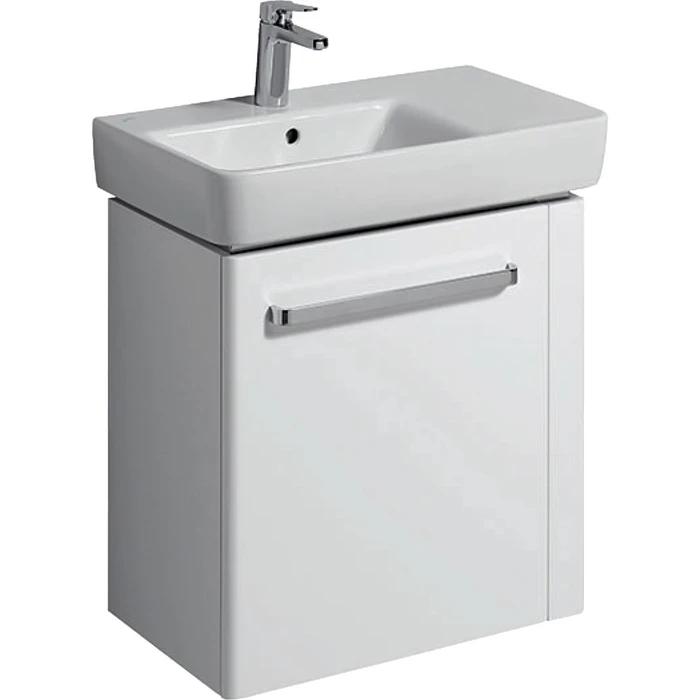 Geberit Renova Compact Шкафчик под раковину, 590х604х222 мм, с держателем для полотенец справа, корпус белый матовый, фасад белый глянец 862065000 862065000