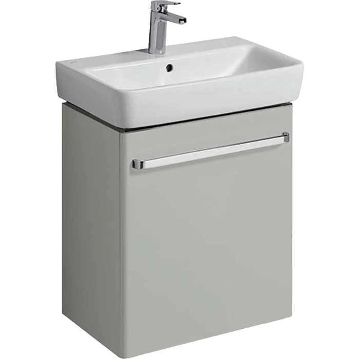 Geberit Renova Compact Шкафчик под раковину, 550х604х337 мм, крепление дверей справа/слева, корпус светло-серый матовый, фасад светло-серый глянец 862061000 862061000