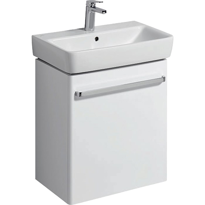 Geberit Renova Compact Шкафчик под раковину, 550х604х337 мм, крепление дверей справа/слева, корпус белый матовый, фасад белый глянец 862060000 862060000 - фото 203370