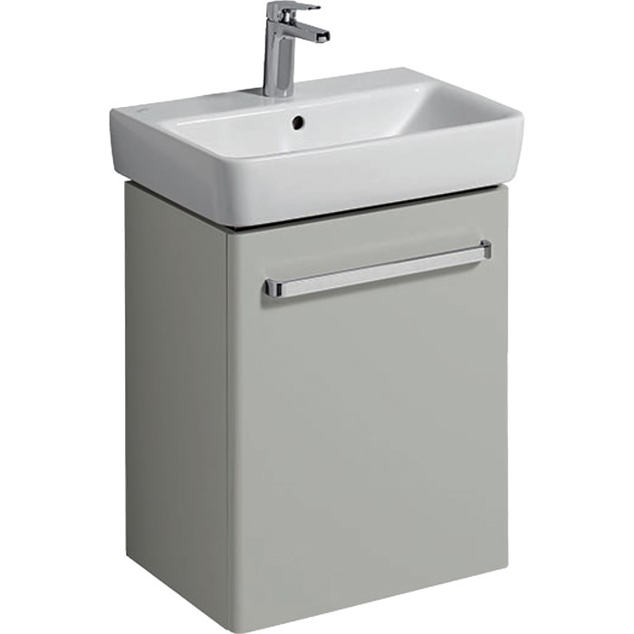 Geberit Renova Compact Шкафчик под раковину, 500х604х337 мм, крепление дверей справа/слева, корпус светло-серый матовый, фасад светло-серый глянец 862056000 862056000 - фото 203376