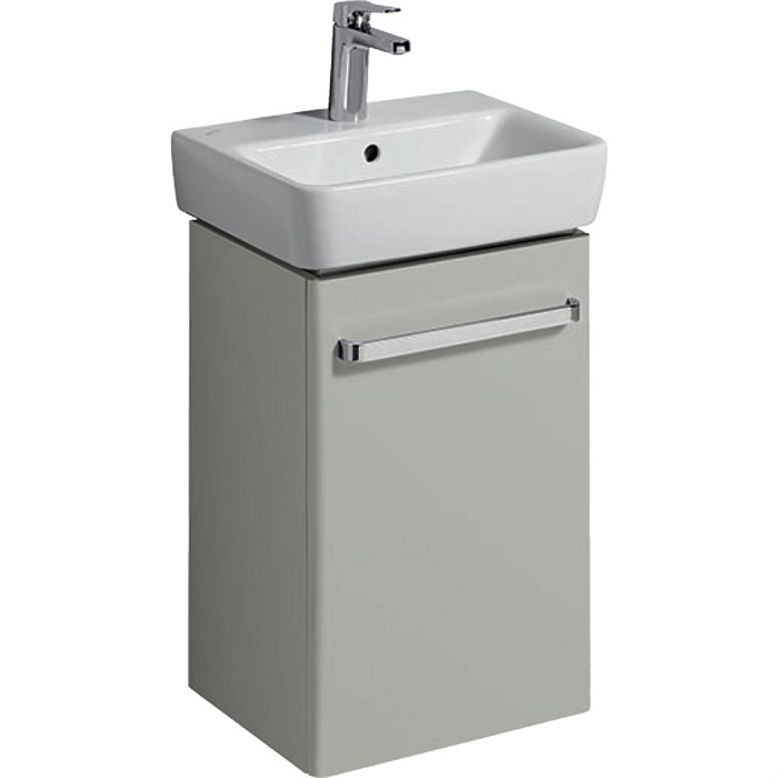 Geberit Renova Compact Шкафчик под раковину, 400х604х310 мм, крепление дверей справа/слева, корпус светло-серый матовый, фасад светло-серый глянец 862046000 862046000