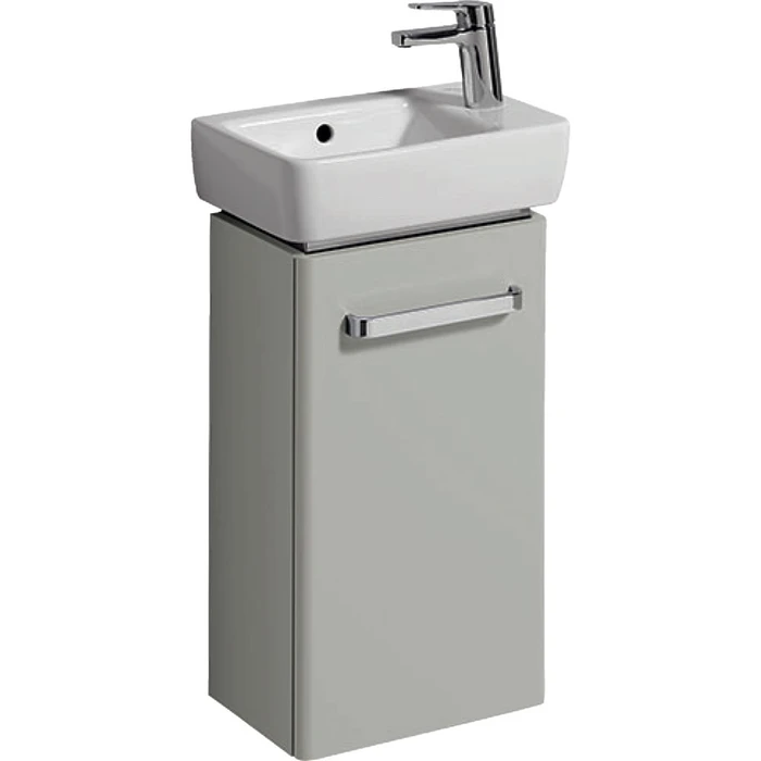 Geberit Renova Compact Шкафчик под раковину, 348х604х222 мм, крепление дверей справа/слева, корпус светло-серый матовый, фасад светло-серый глянец 862041000 862041000