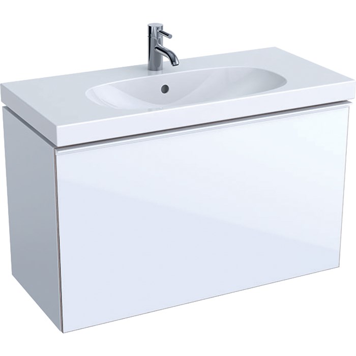 Geberit Acanto Шкафчик под раковину Compact, 890 x 535 x 416 мм, фронтальная часть: белое стеклокорпус: белый глянцевый — лакированный 500.616.01.2 500.616.01.2 - фото 203815