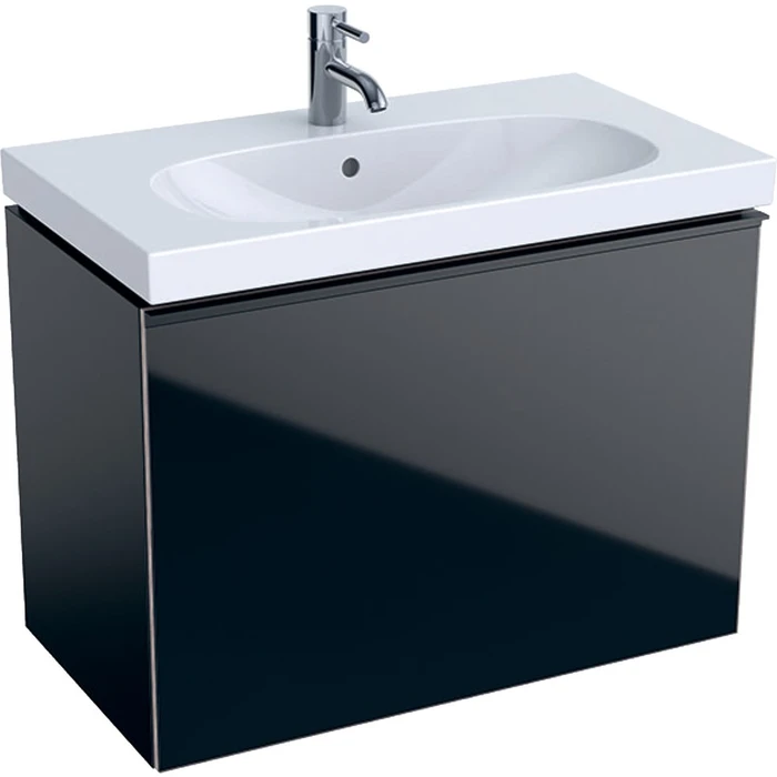 Geberit Acanto Шкафчик под раковину Compact, 740 x 535 x 416 мм, фронтальная часть: черное стеклокорпус: черный матовый — лакированный 500.615.16.1 500.615.16.1