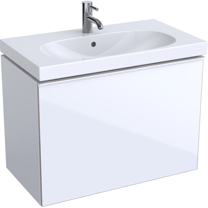 Geberit Acanto Шкафчик под раковину Compact, 740 x 535 x 416 мм, фронтальная часть: белое стеклокорпус: белый глянцевый — лакированный 500.615.01.2 500.615.01.2 - фото 203839