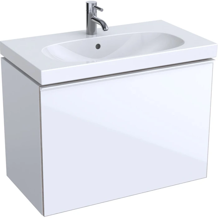 Geberit Acanto Шкафчик под раковину Compact, 740 x 535 x 416 мм, фронтальная часть: белое стеклокорпус: белый глянцевый — лакированный 500.615.01.2 500.615.01.2