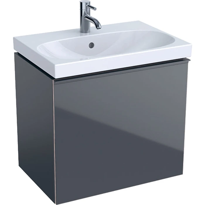 Geberit Acanto Шкафчик под раковину Compact, 595 x 535 x 416 мм, фронтальная часть: лавовое стекло корпус: лавовый матовый — лакированный 500.614.JK.2 500.614.JK.2