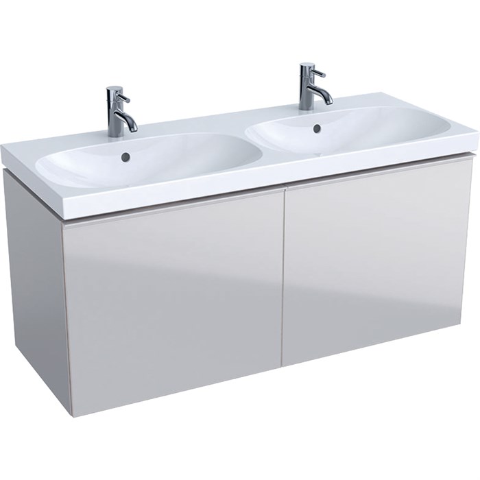 Geberit Acanto Шкафчик для двойной раковины 1190 x 535 x 476 мм, фронтальная часть: песчаное стекло корпус: песчаный матовый — лакированный 500.613.JL.2 500.613.JL.2 - фото 203869