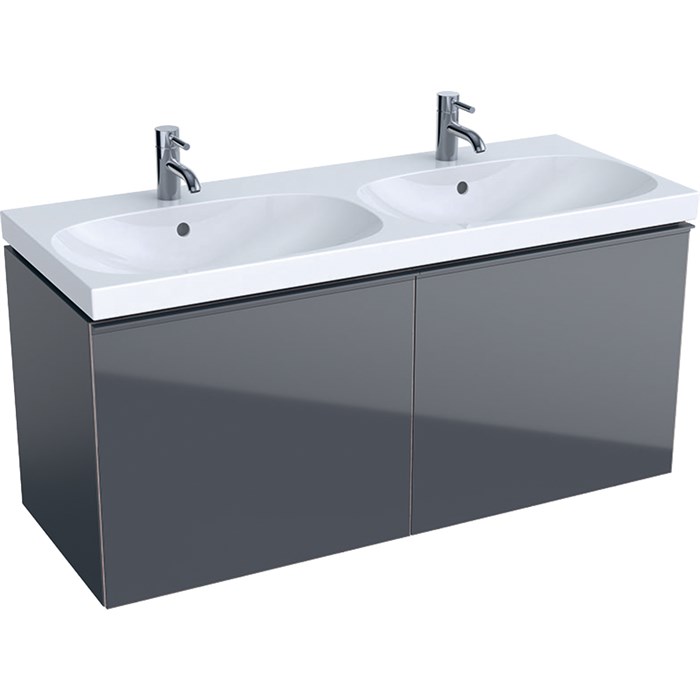 Geberit Acanto Шкафчик для двойной раковины 1190 x 535 x 476 мм, фронтальная часть: лавовое стекло корпус: лавовый матовый — лакированный 500.613.JK.2 500.613.JK.2 - фото 203876