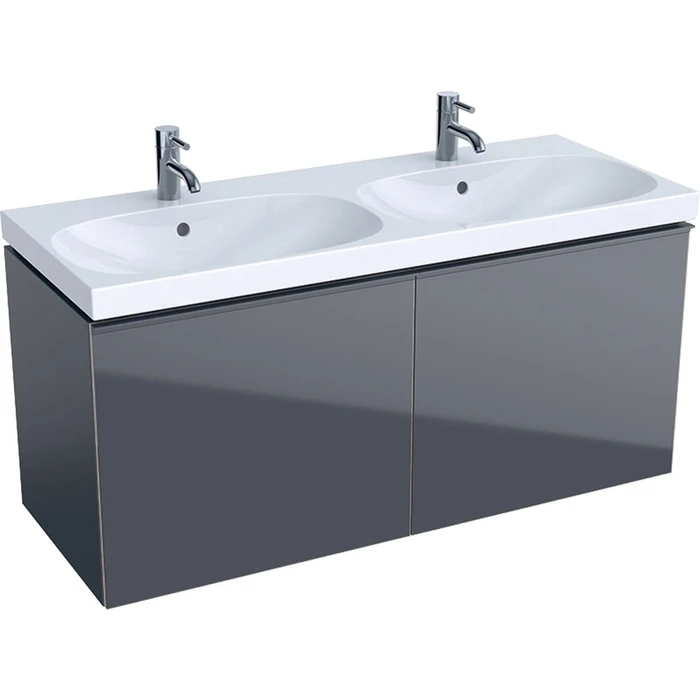 Geberit Acanto Шкафчик для двойной раковины 1190 x 535 x 476 мм, фронтальная часть: лавовое стекло корпус: лавовый матовый — лакированный 500.613.JK.2 500.613.JK.2