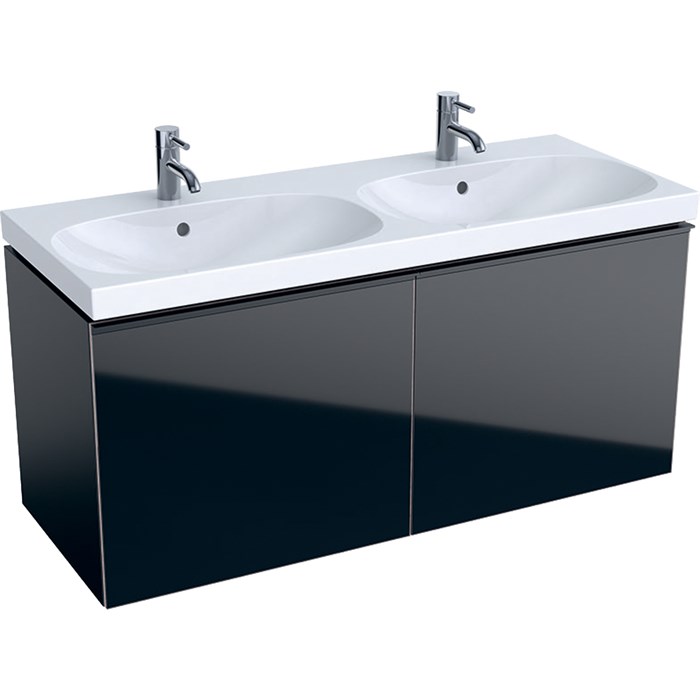 Geberit Acanto Шкафчик для двойной раковины 1190 x 535 x 476 мм, фронтальная часть: черное стеклокорпус: черный матовый — лакированный 500.613.16.1 500.613.16.1 - фото 203883