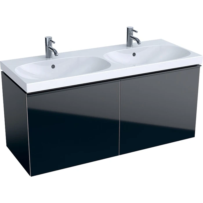 Geberit Acanto Шкафчик для двойной раковины 1190 x 535 x 476 мм, фронтальная часть: черное стеклокорпус: черный матовый — лакированный 500.613.16.1 500.613.16.1