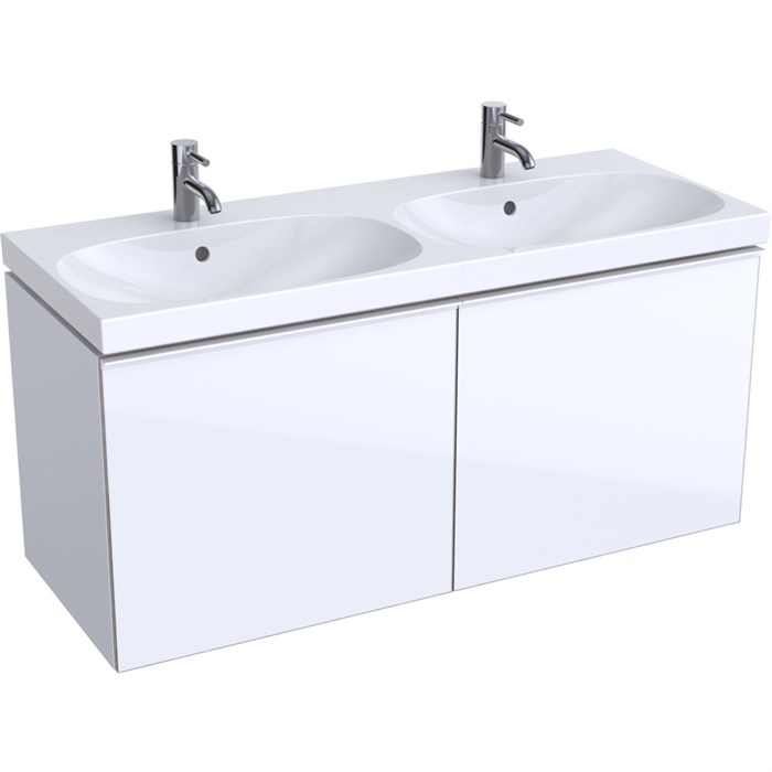 Geberit Acanto Шкафчик для двойной раковины 1190 x 535 x 476 мм, фронтальная часть: белое стеклокорпус: белый глянцевый — лакированный 500.613.01.2 500.613.01.2 - фото 203890