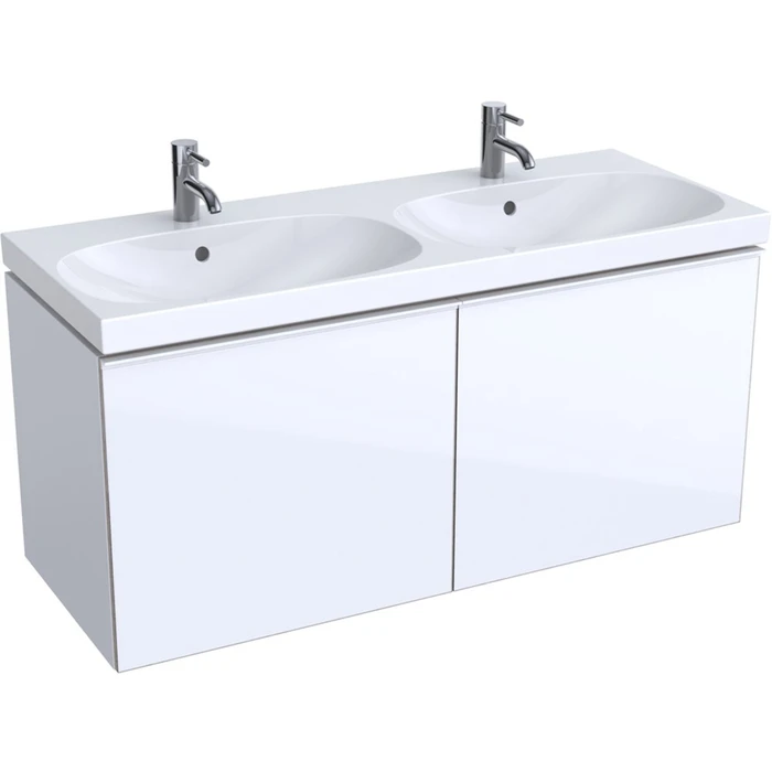 Geberit Acanto Шкафчик для двойной раковины 1190 x 535 x 476 мм, фронтальная часть: белое стеклокорпус: белый глянцевый — лакированный 500.613.01.2 500.613.01.2
