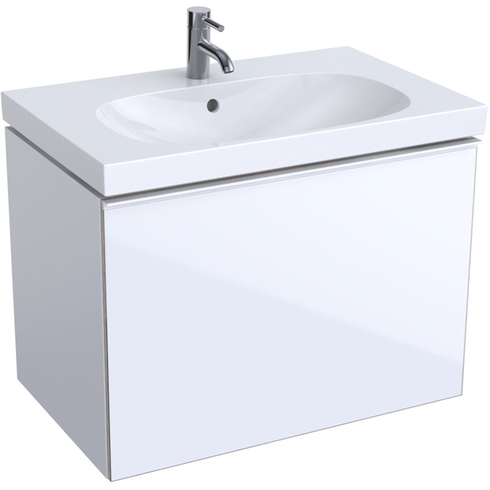 Geberit Acanto Шкафчик под раковину 740 x 535 x 476 мм, фронтальная часть: белое стеклокорпус: белый глянцевый — лакированный 500.611.01.2 500.611.01.2 - фото 203939