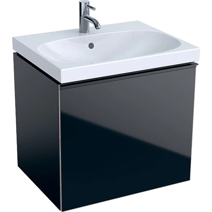 Geberit Acanto Шкафчик под раковину 595 x 535 x 476 мм, фронтальная часть: черное стеклокорпус: черный матовый — лакированный 500.609.16.1 500.609.16.1
