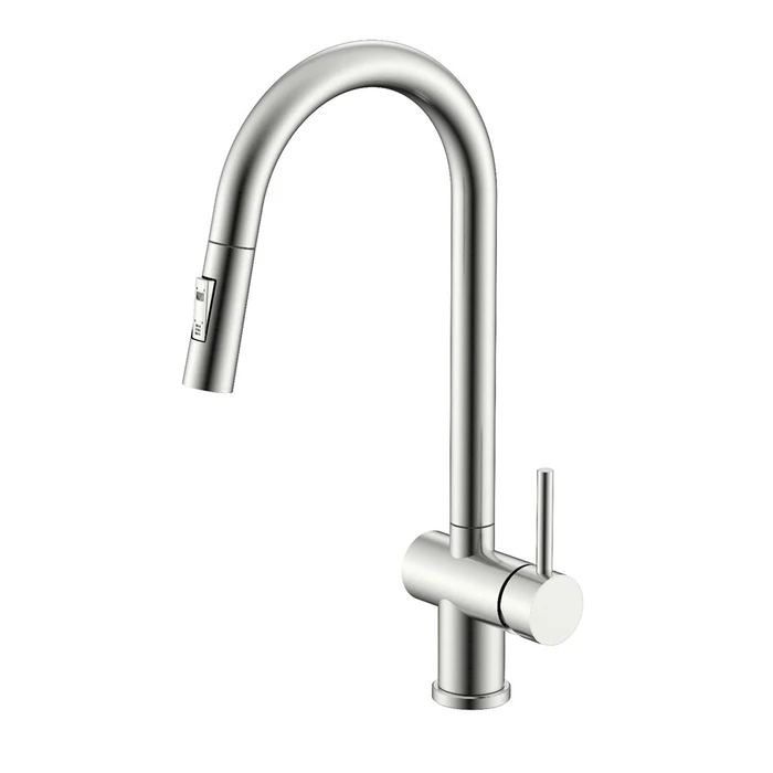 Смеситель Splenka S204.49.05 для кухни 2-х режимный  поворотный выдвижной излив, сатин S204.49.05
