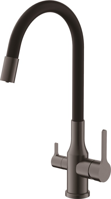 Смеситель для кухни BELZ корпус оружейная сталь излив черный (B76814-3) B76814-3