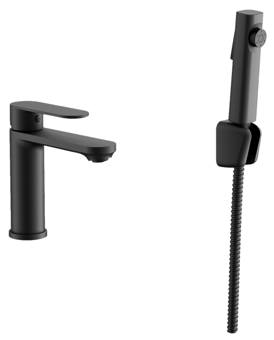 Смеситель для раковины BELZ с гигиенической лейкой черный (B12713-7) B12713-7