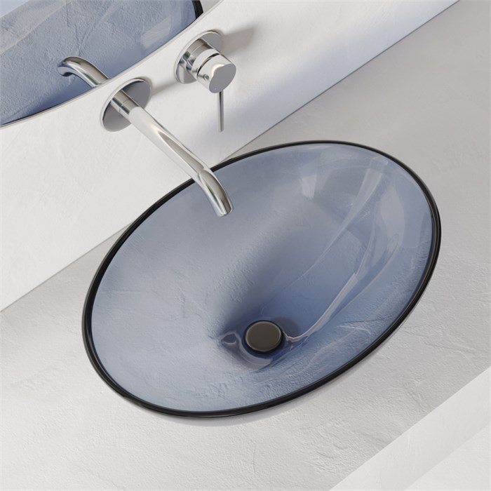 Раковина накладная прозрачная ABBER Kristall AT2802Saphir синяя AT2802 Saphir синяя