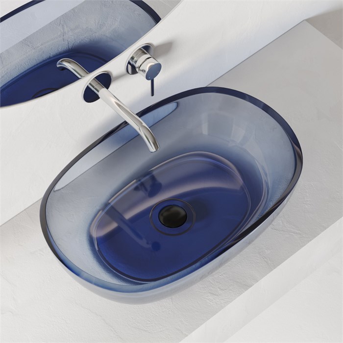 Раковина накладная прозрачная ABBER Kristall AT2805Saphir синяя AT2805Saphir - фото 209129