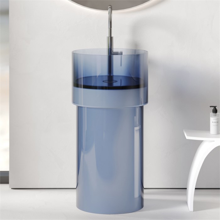 Раковина отдельностоящая прозрачная ABBER Kristall AT2701Saphir синяя AT2701 Saphir синяя