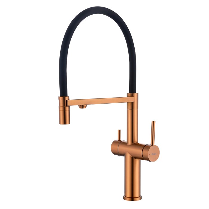 Смеситель Raglo для кухни с подключением к фильтру съёмный гибкий излив с магнитным фиксатором, матовая медь (R20.63.33) R20.63.33