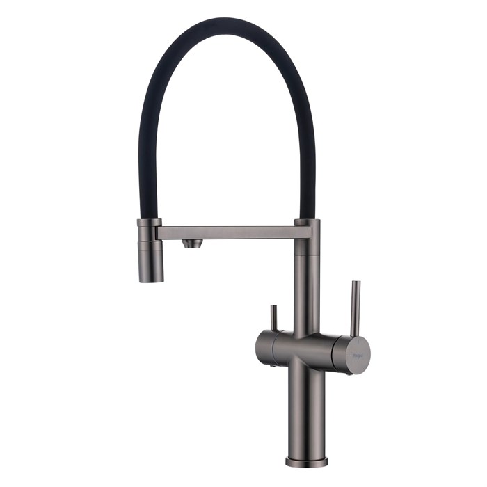 Смеситель Raglo для кухни с подключением к фильтру съёмный гибкий излив с магнитным фиксатором, графит (R20.63.09) R20.63.09